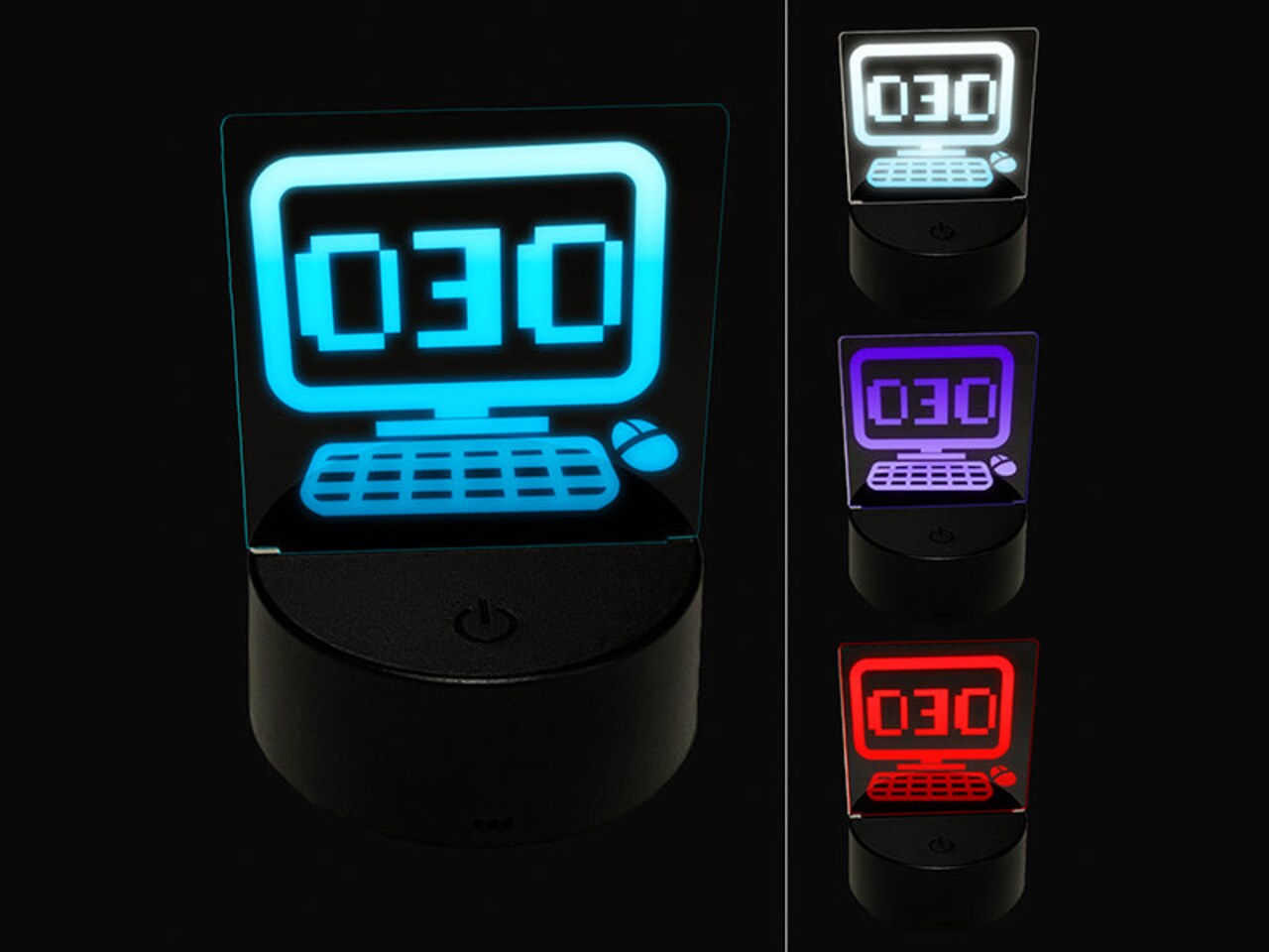 Kissing Kawaii Computer Face Emoticon 3D Illusion LED Night Light Sign Nightstand Desk Lamp